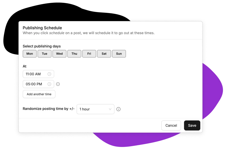 Scheduling interface showing post queue